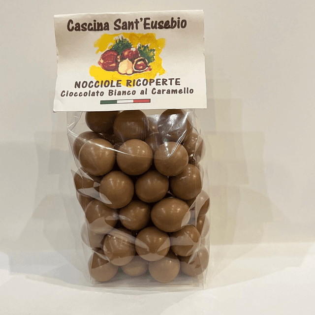 Nocciole Ricoperte Cioccolato Bianco al Caramello